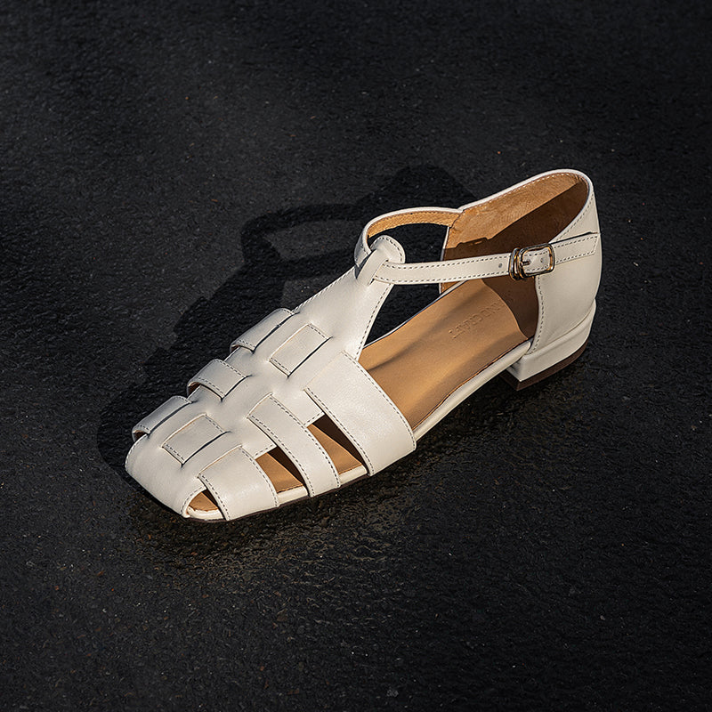 Artisanal Genuine Leather Fisherman Sandals – Closed Toe Comfort Shoes for Women