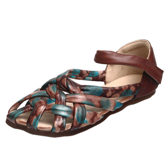 Women's Leather Woven Boho Sandals
