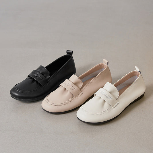 Women's Leather Flat Comfortable Casual Work Loafers