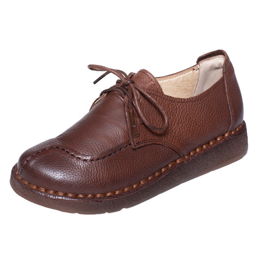 Womens Walking Handmade Leather Vintage Lace-up Flats Oxfords Shoes
