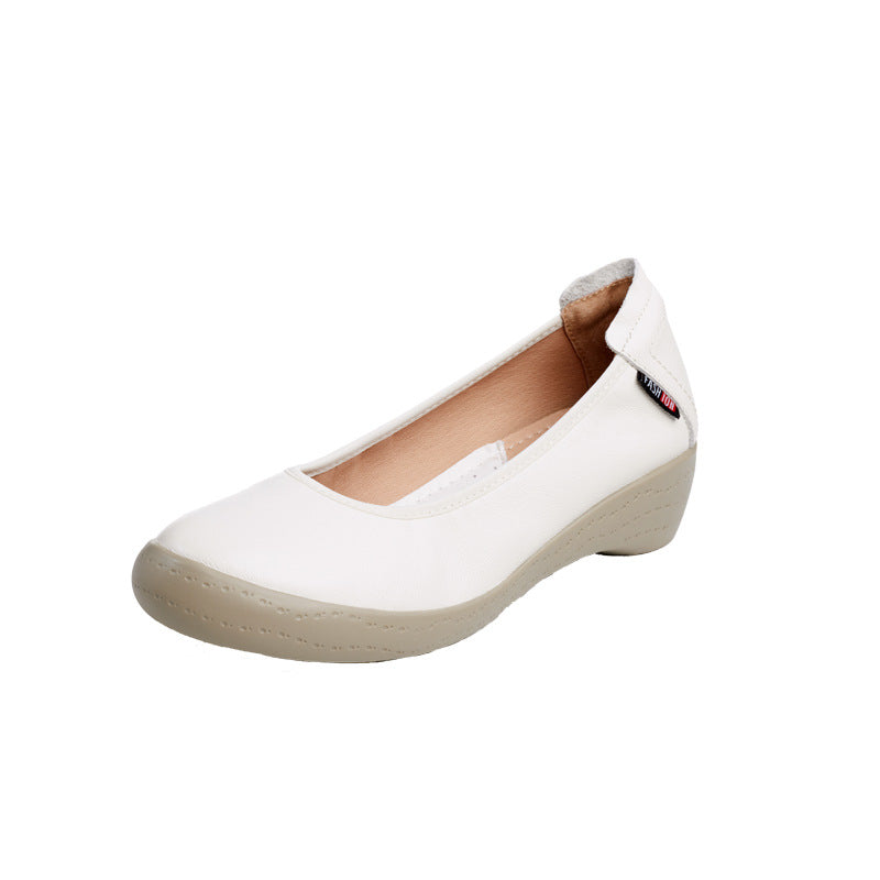 Women's Leather Low Heel Comfortable Boat Shoes