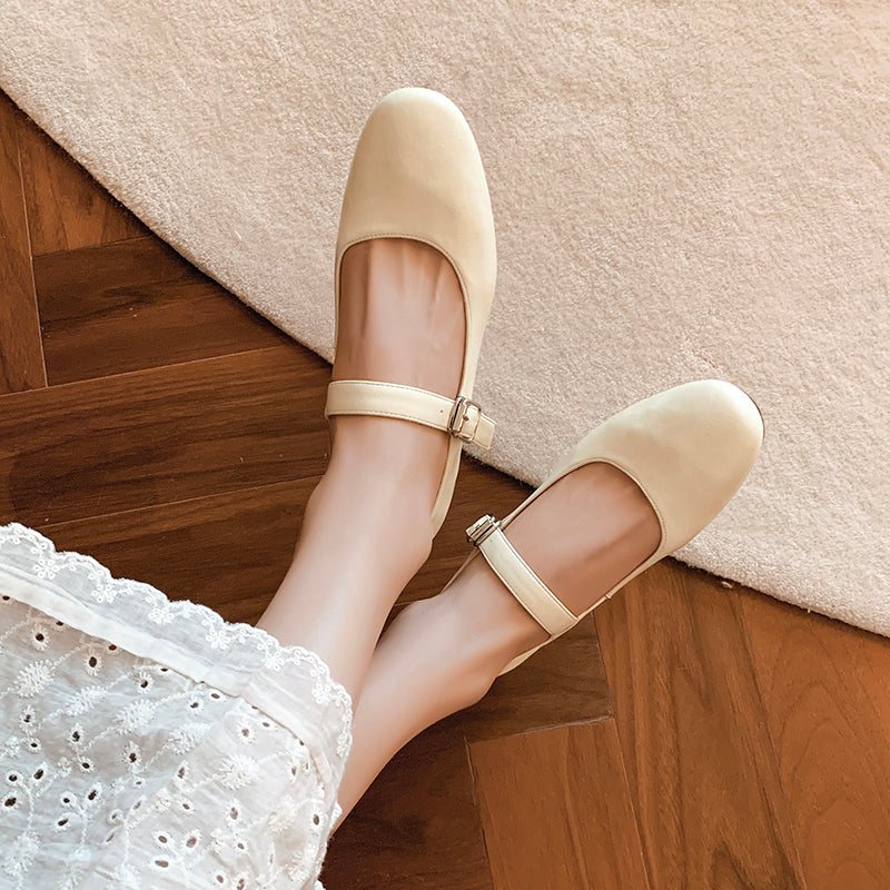 Women's Handmade Vintage Leather Comfort Flat Mary Jane Shoes