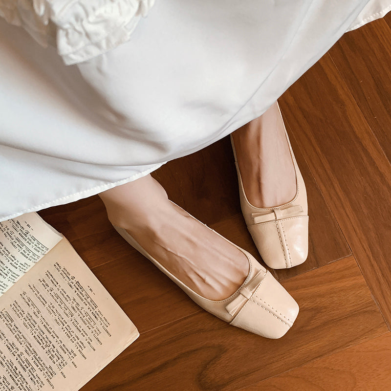 Womens Vintage Handmade Square Toe Ballet Comfort Flats