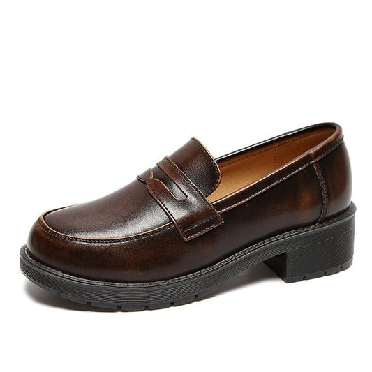 Women's Casual Medium Heel Chunky Heel Retro Loafers