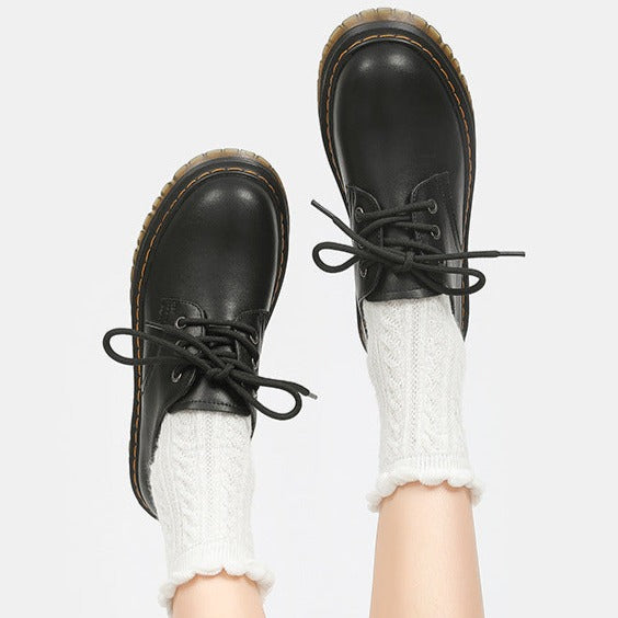 Women's Platform Lace-Up Oxfords – Non-Slip Loafers, Comfortable Everyday Shoes