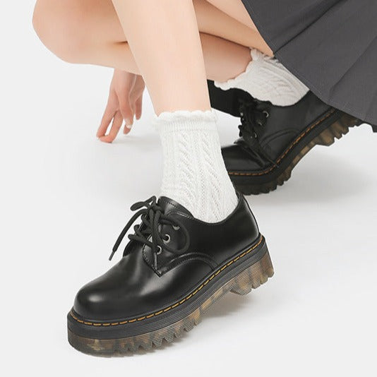 Women's Platform Lace-Up Oxfords – Non-Slip Loafers, Comfortable Everyday Shoes
