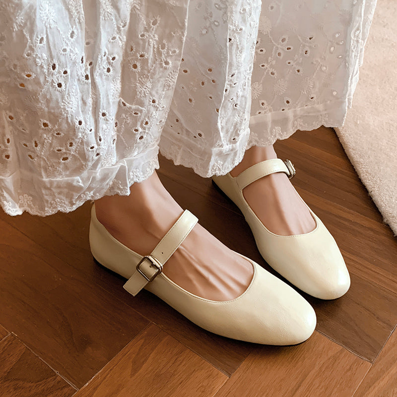 Women's Handmade Vintage Leather Comfort Flat Mary Jane Shoes