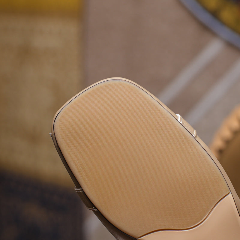 Women's Handmade Leather Tassel Metal Buckle Closed Toe Slingback Sandals