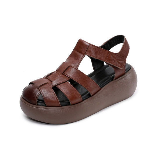 Women's Platform Leather Fisherman Sandals – Handmade Casual Summer Shoes