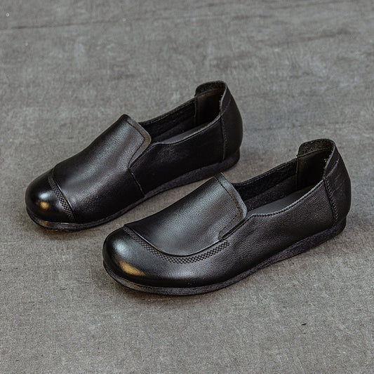 Women's Leather Slip-On Flats – Comfortable Casual Everyday Shoes