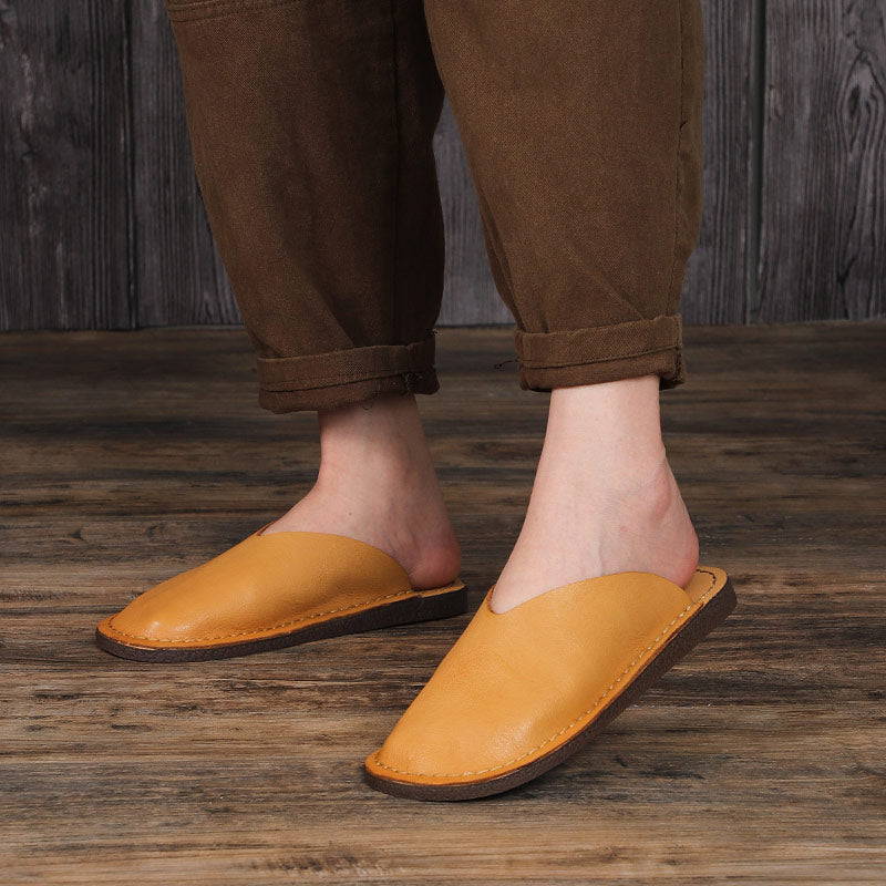 Women's Leather Minimalist Flat Mule Shoes