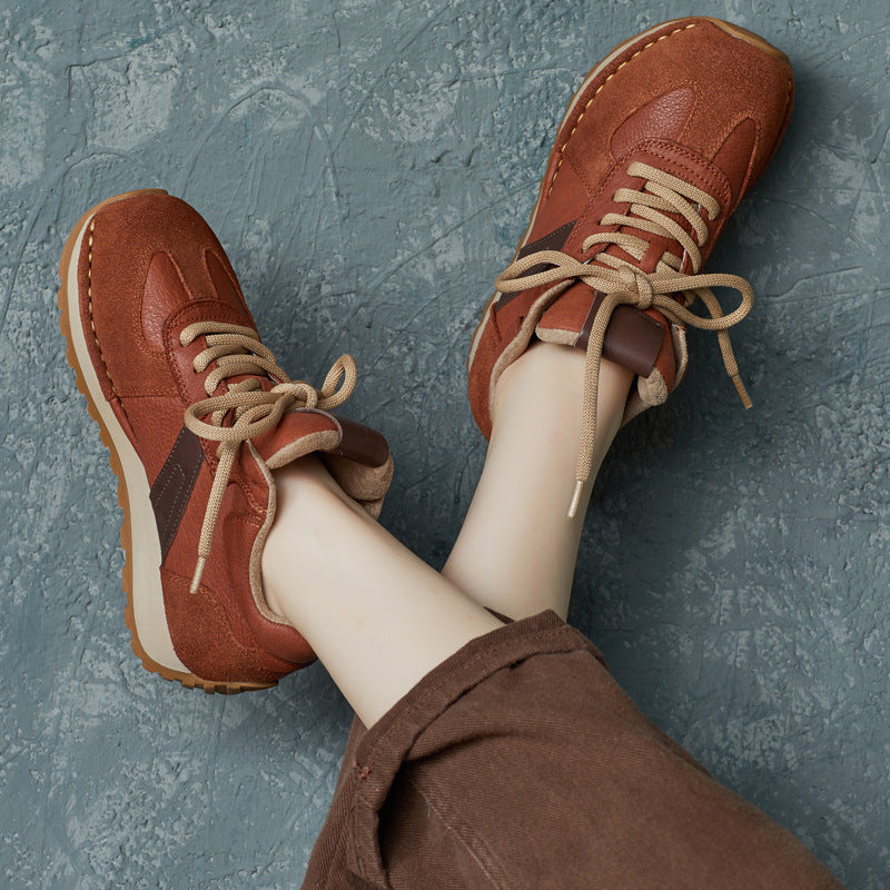 Women's Casual Leather Retro Daily Sneakers