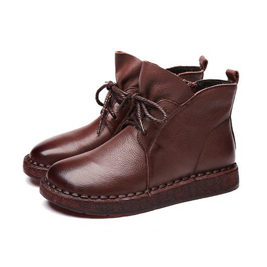 Comfortable Handmade Leather Boots Women's Shoes Non-slip Wear-resistant Sole