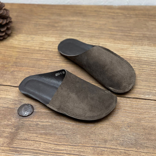 Women's Leather Minimalist Slant Cut Comfort Mule Shoes