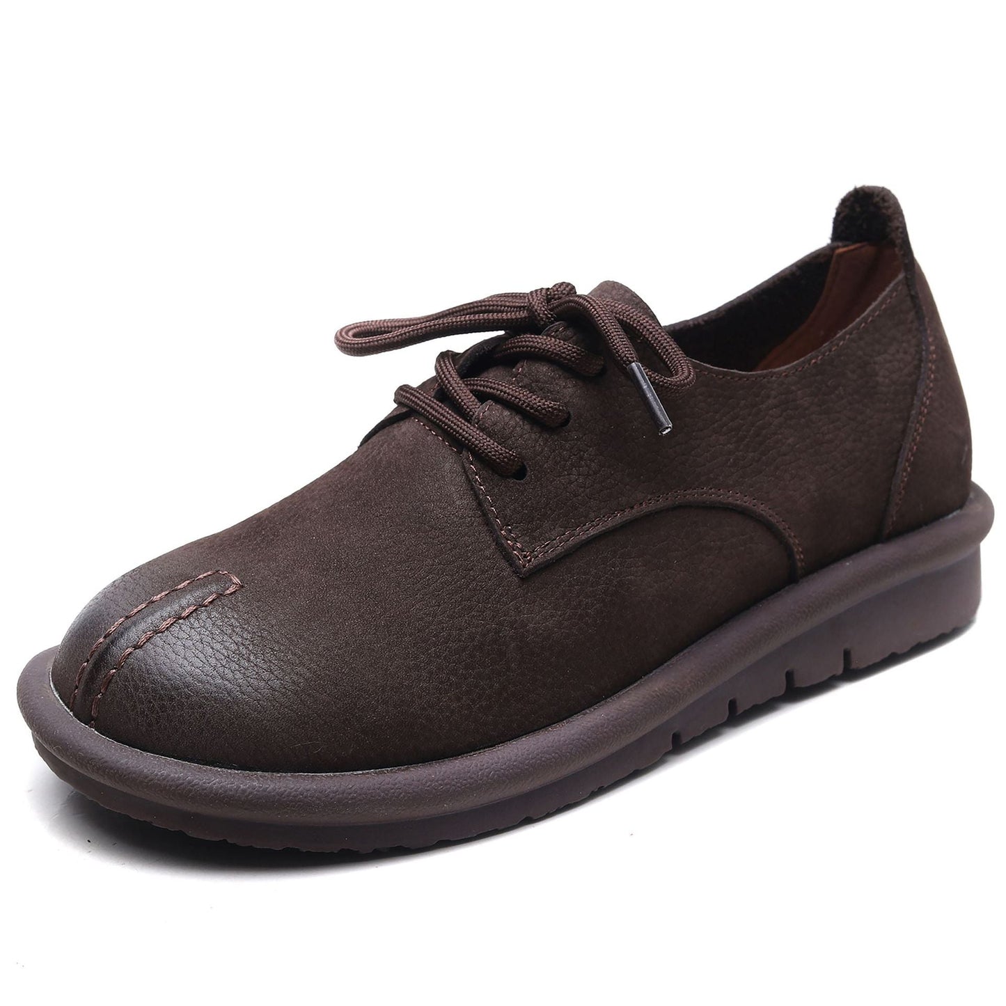 Women's Vintage Handmade Solid Soft Leather Casual Lace-up Shoes