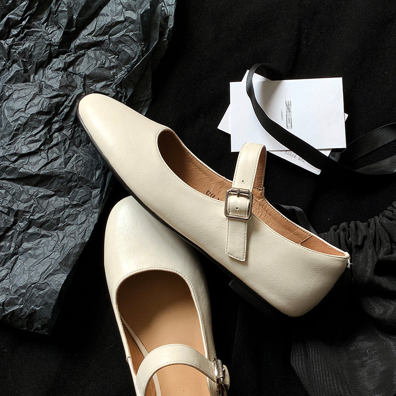 Women's Handmade Vintage Leather Comfort Flat Mary Jane Shoes