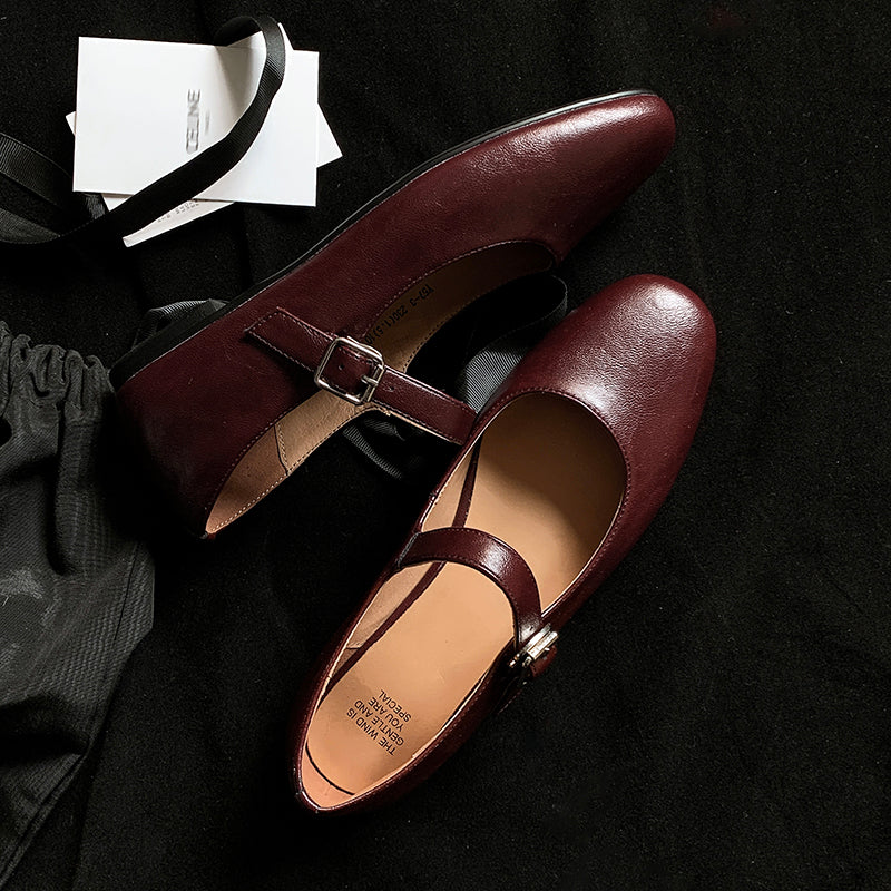Women's Handmade Vintage Leather Comfort Flat Mary Jane Shoes
