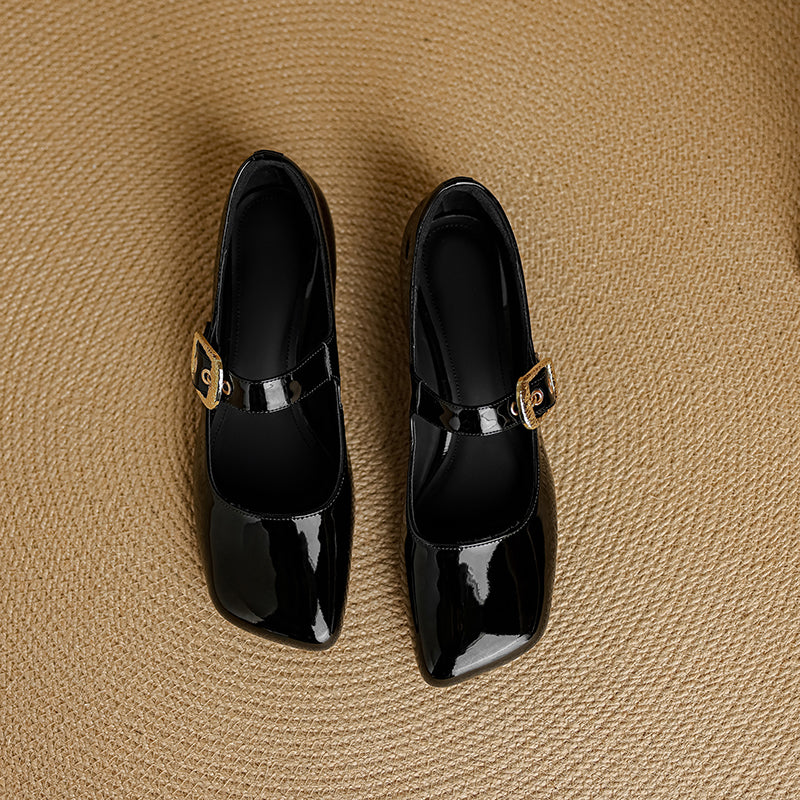 Women's Premium Elegant Square Toe Low Heeled Mary Jane Shoes