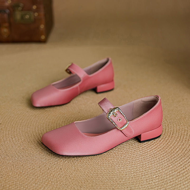 Women's Premium Elegant Square Toe Low Heeled Mary Jane Shoes