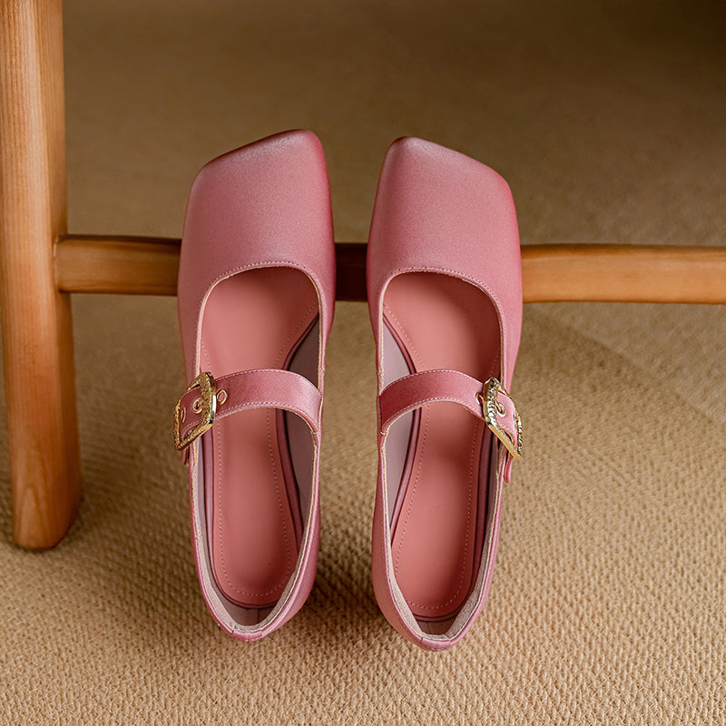 Women's Premium Elegant Square Toe Low Heeled Mary Jane Shoes