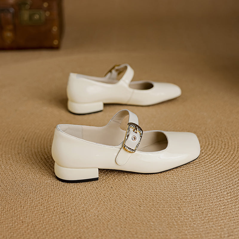 Women's Premium Elegant Square Toe Low Heeled Mary Jane Shoes