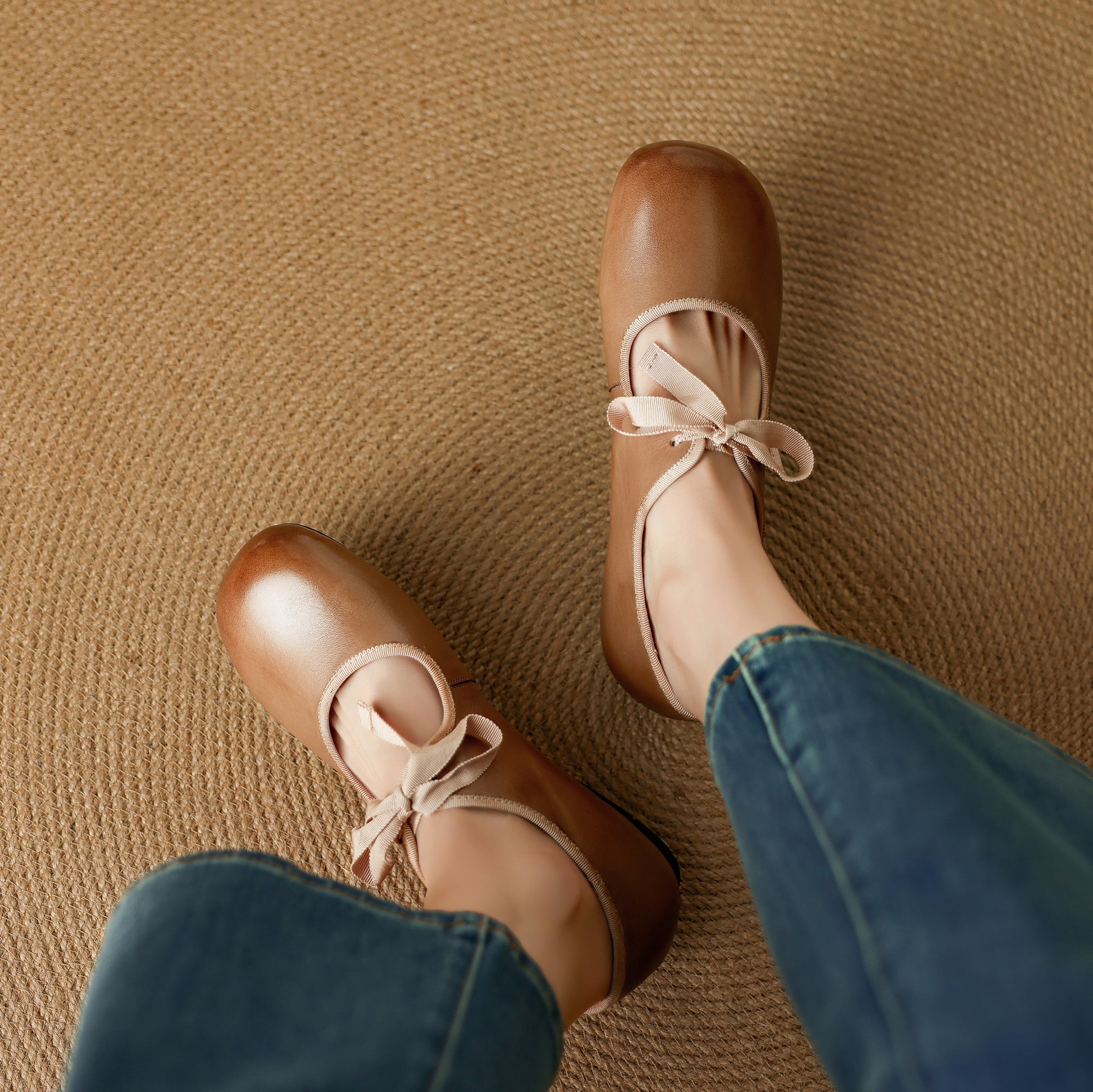 Women's French Romantic Round Toe Flat Mary Jane Flat Lace Up Shoes - RetroStep