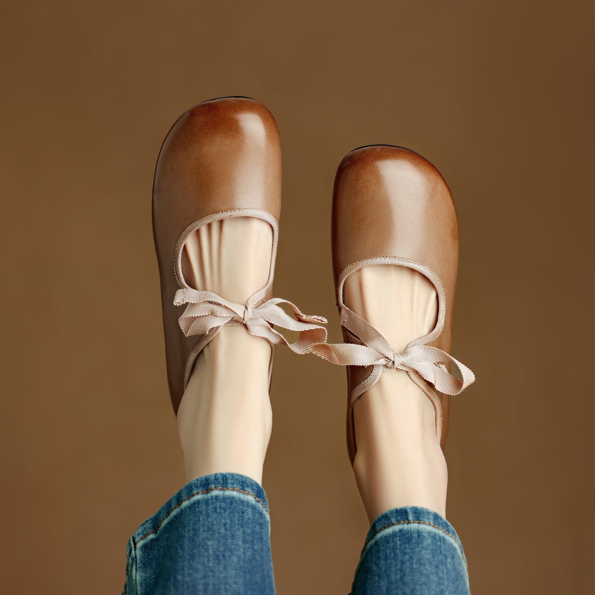 Women's French Romantic Round Toe Flat Mary Jane Flat Lace Up Shoes - RetroStep