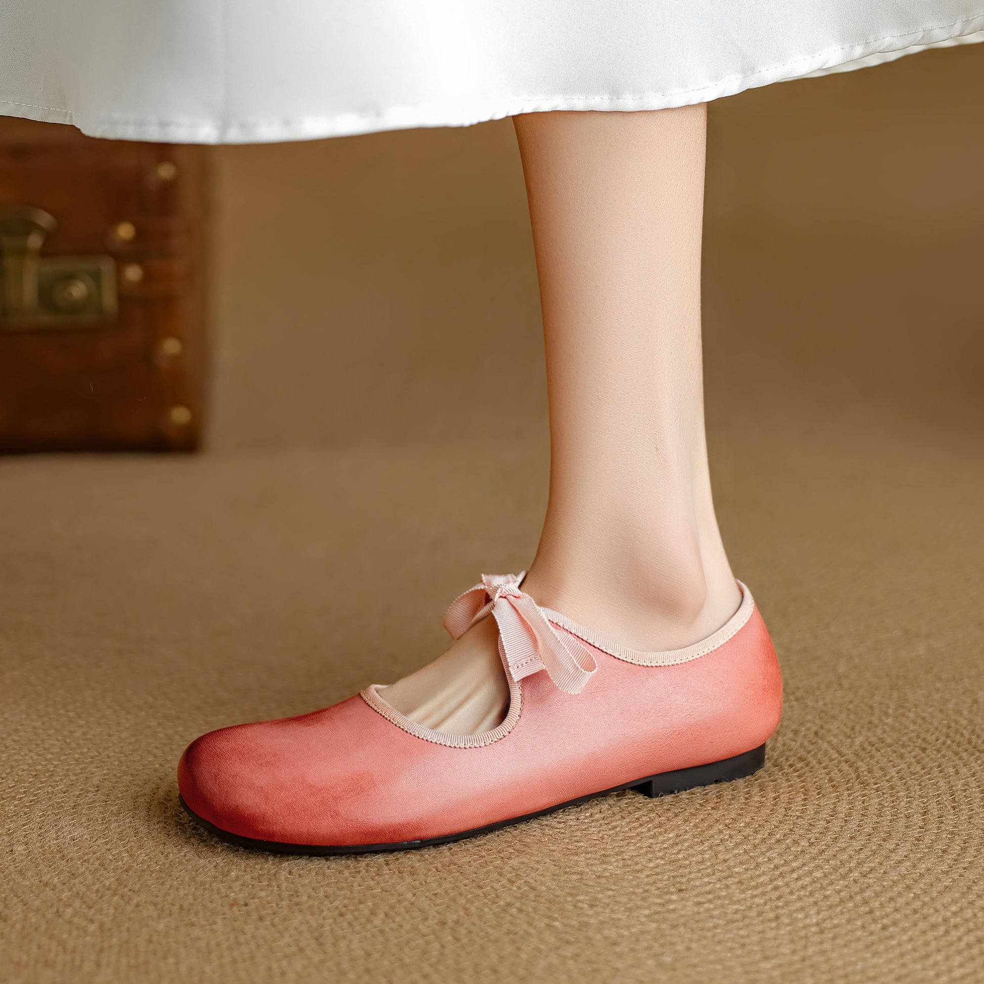 Women's French Romantic Round Toe Flat Mary Jane Flat Lace Up Shoes - RetroStep