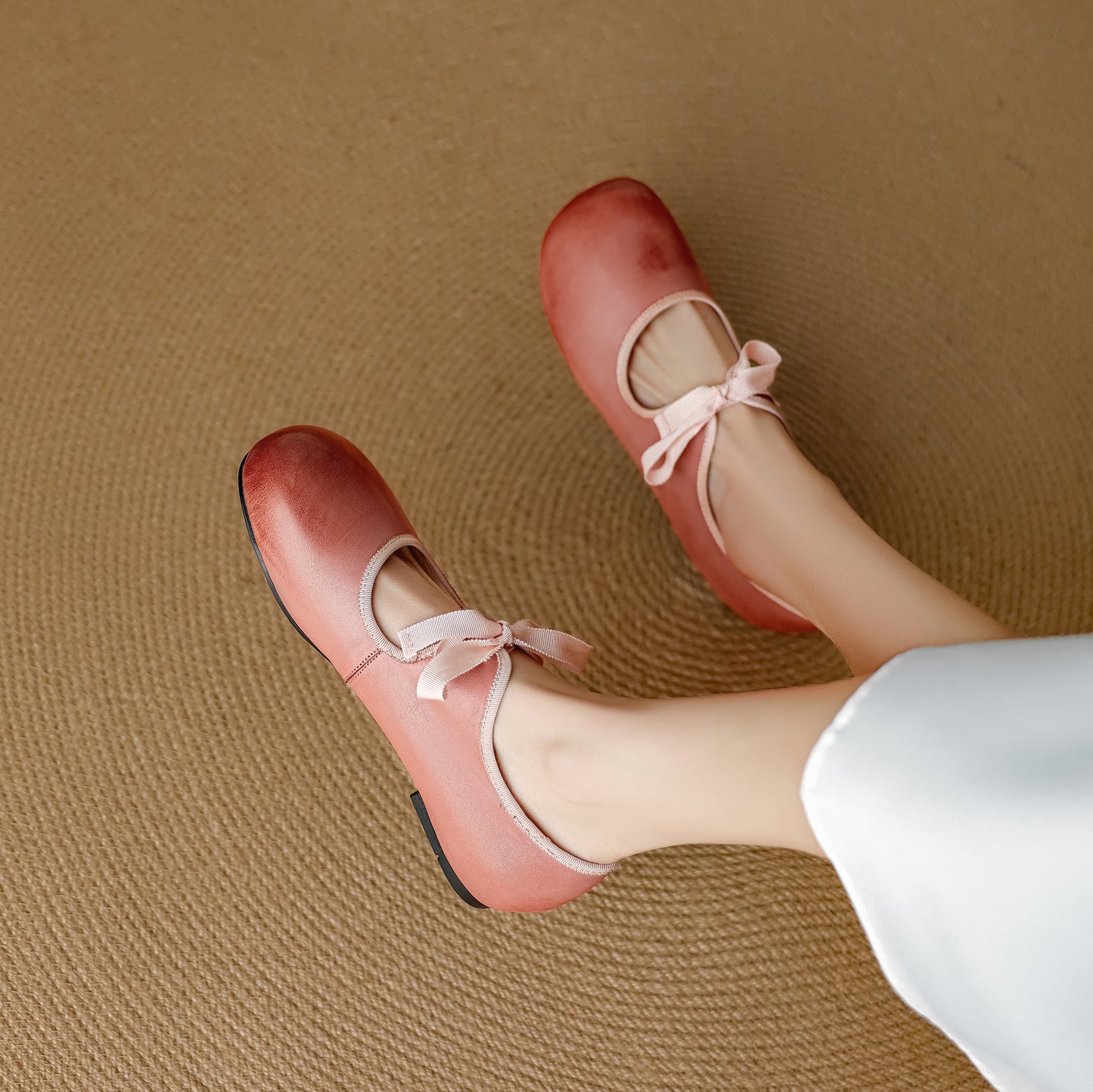 Women's French Romantic Round Toe Flat Mary Jane Flat Lace Up Shoes - RetroStep