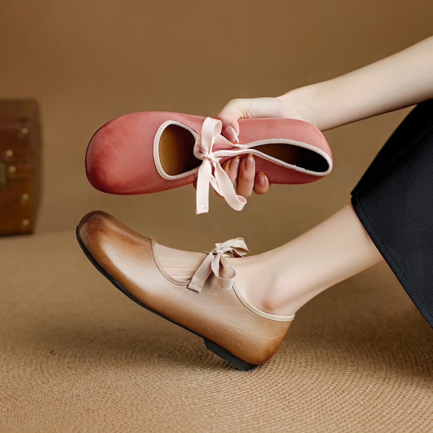 Women's French Romantic Round Toe Flat Mary Jane Flat Lace Up Shoes - RetroStep