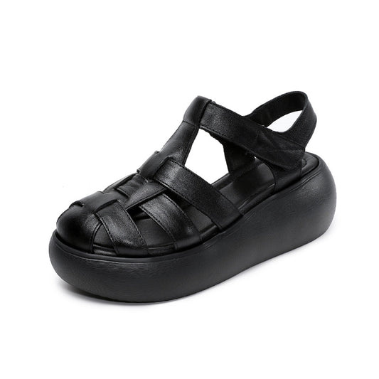 Women's Platform Leather Fisherman Sandals – Handmade Casual Summer Shoes