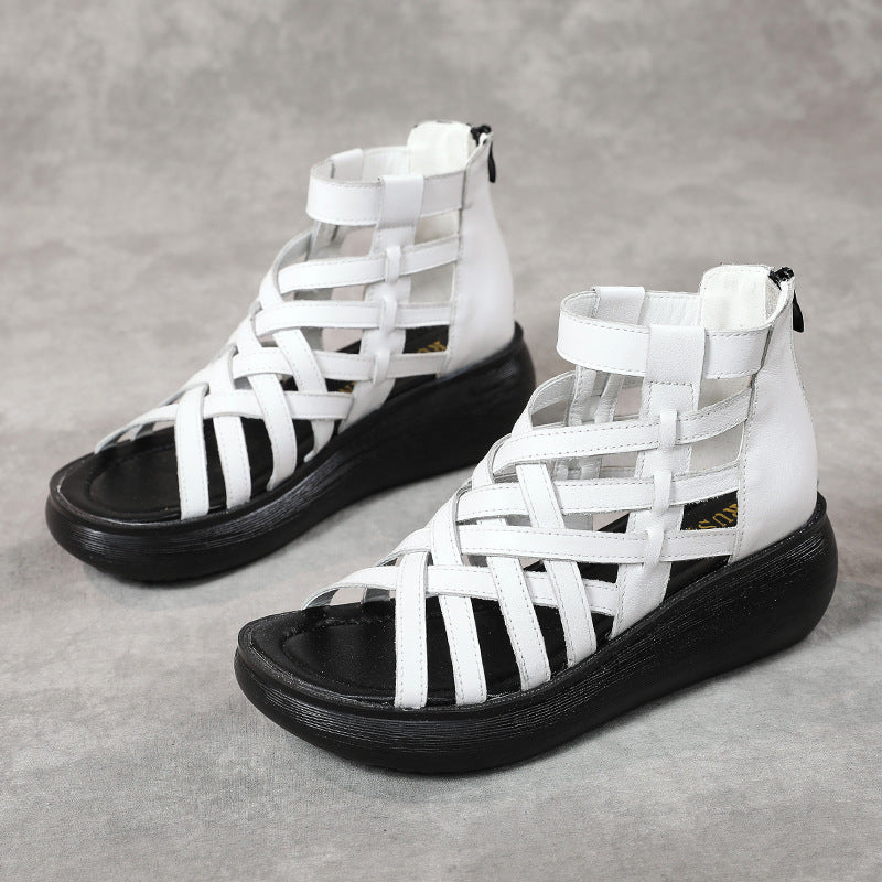Women's Leather Roman Ankle Boots Sandals