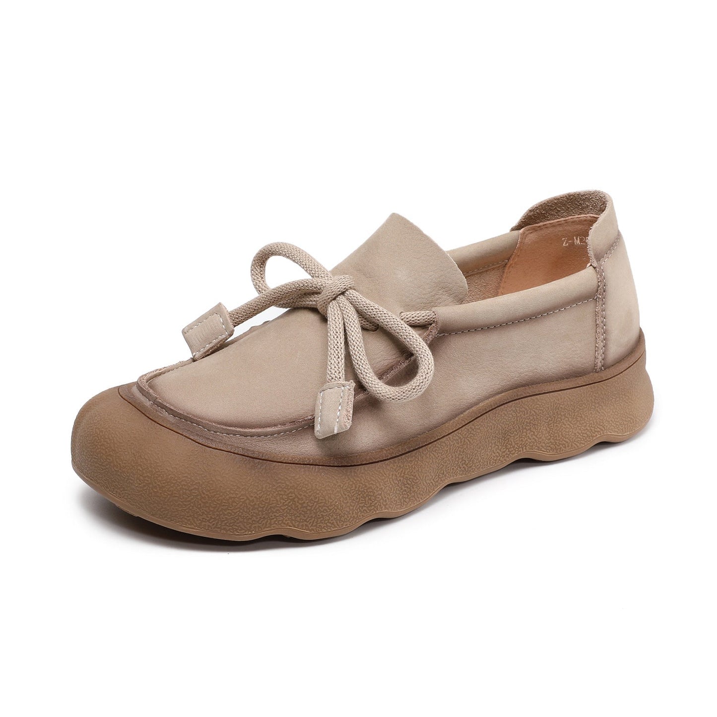 Comfortable Women's Soft Leather Round-Toe Lace-Up Walking Shoes
