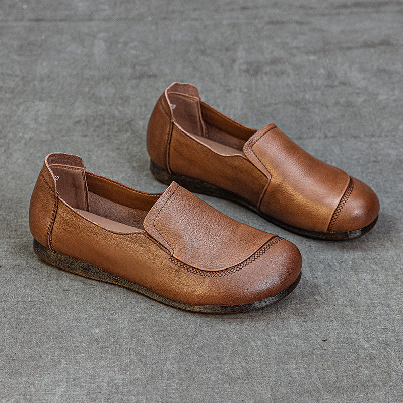 Women's Leather Slip-On Flats – Comfortable Casual Everyday Shoes