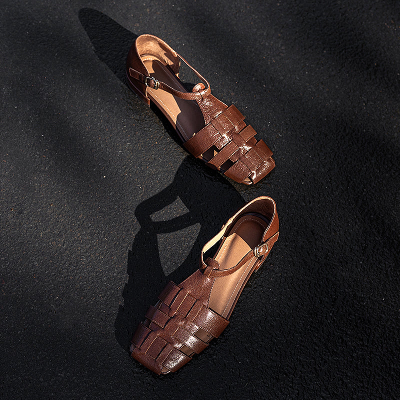 Artisanal Genuine Leather Fisherman Sandals – Closed Toe Comfort Shoes for Women