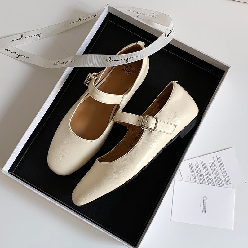 Women's Handmade Vintage Leather Comfort Flat Mary Jane Shoes