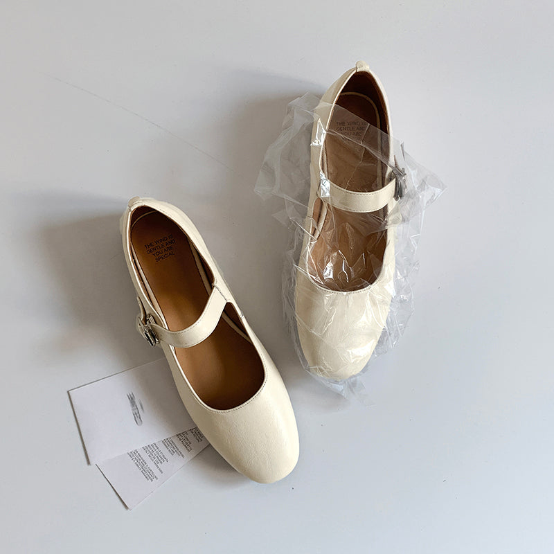 Women's Handmade Vintage Leather Comfort Flat Mary Jane Shoes