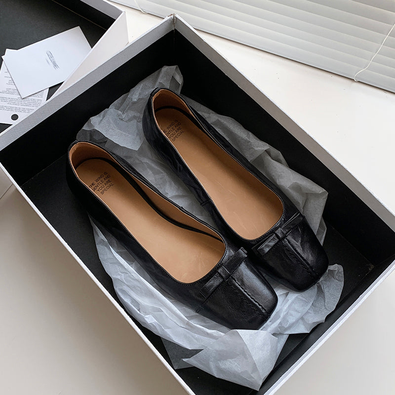 Womens Vintage Handmade Square Toe Ballet Comfort Flats