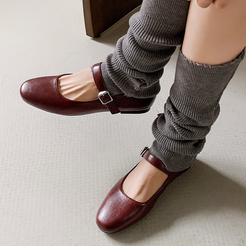 Women's Handmade Vintage Leather Comfort Flat Mary Jane Shoes