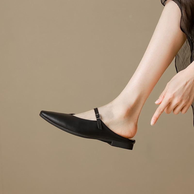 Women's Leather Stylish Comfortable Daily Mule Shoes