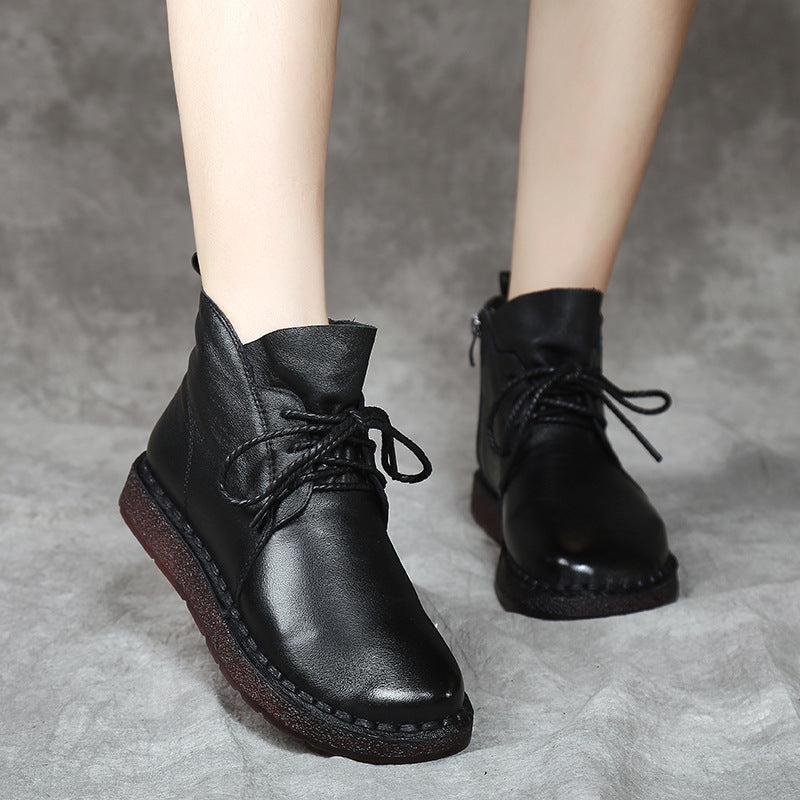 Comfortable Handmade Leather Boots Women's Shoes Non-slip Wear-resistant Sole