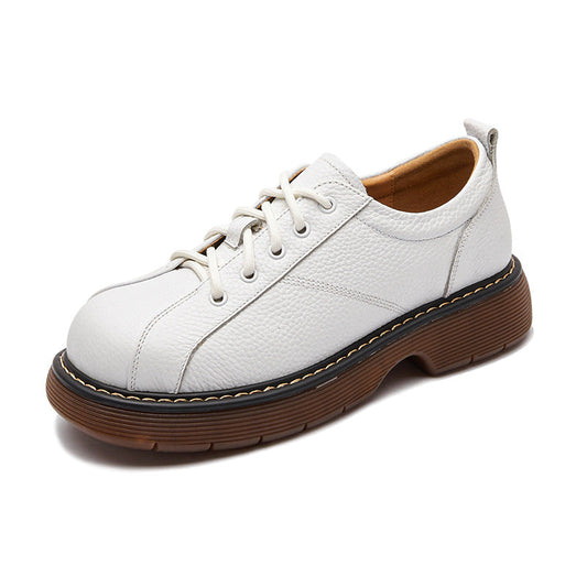 Womens Platform Oxfords Lace Up Flats Leather Shoes