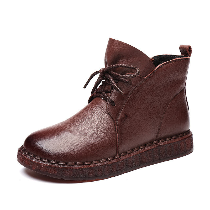 Comfortable Handmade Leather Boots Women's Shoes Non-slip Wear-resistant Sole