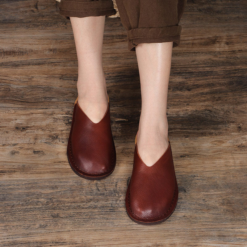 Women's Leather Minimalist Flat Mule Shoes
