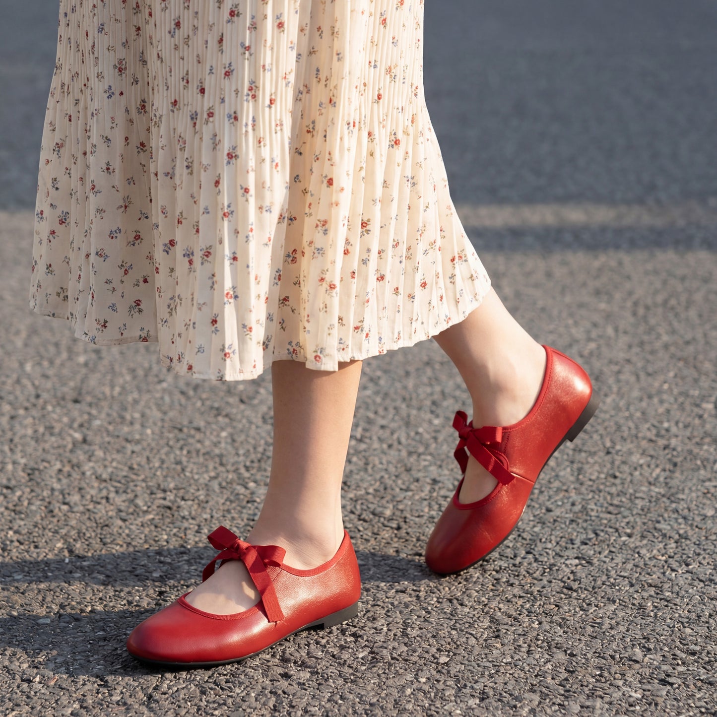 Women's Luxury Lambskin Ballet Flats - Silky Ribbon Lace-up