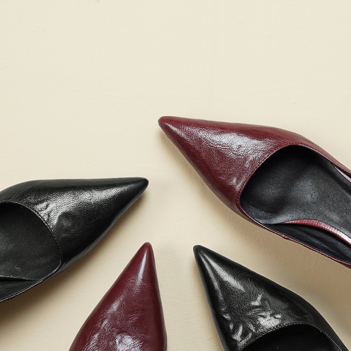 Sheepskin Kitten Heel Low Pointed Toe Pumps Women's Shoes - RetroStep