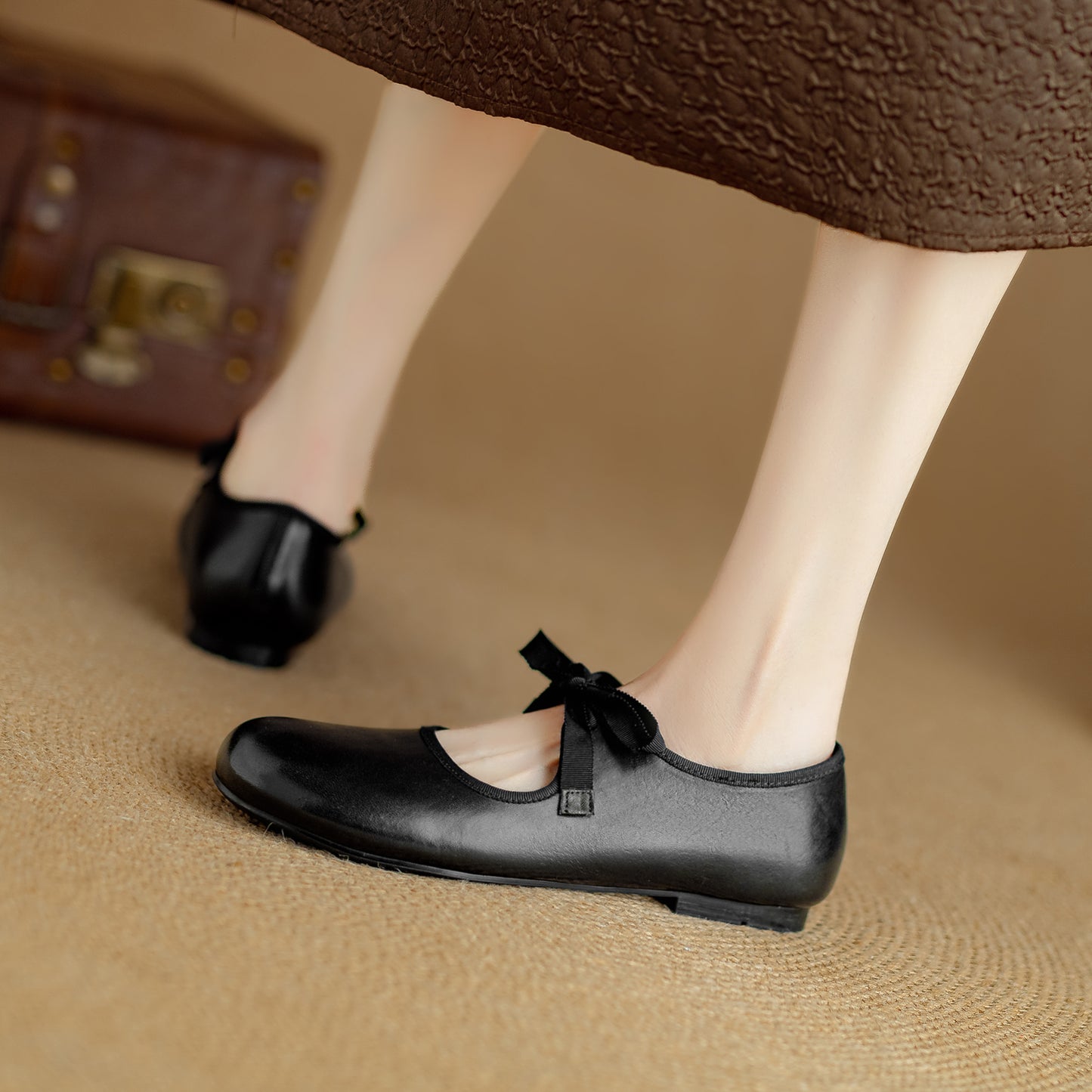 Women's French Romantic Round Toe Flat Mary Jane Flat Lace Up Shoes - RetroStep