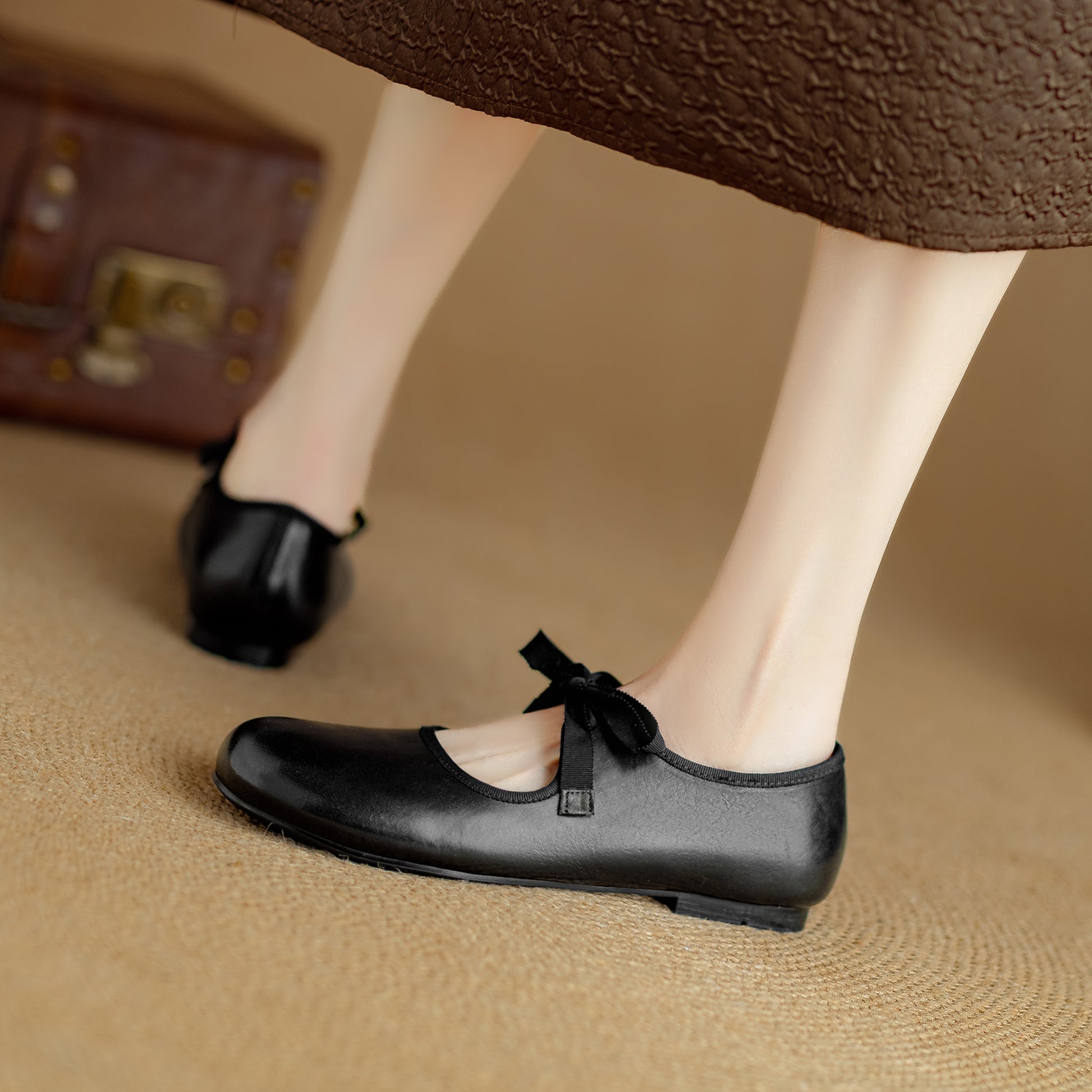 Women's French Romantic Round Toe Flat Mary Jane Flat Lace Up Shoes - RetroStep