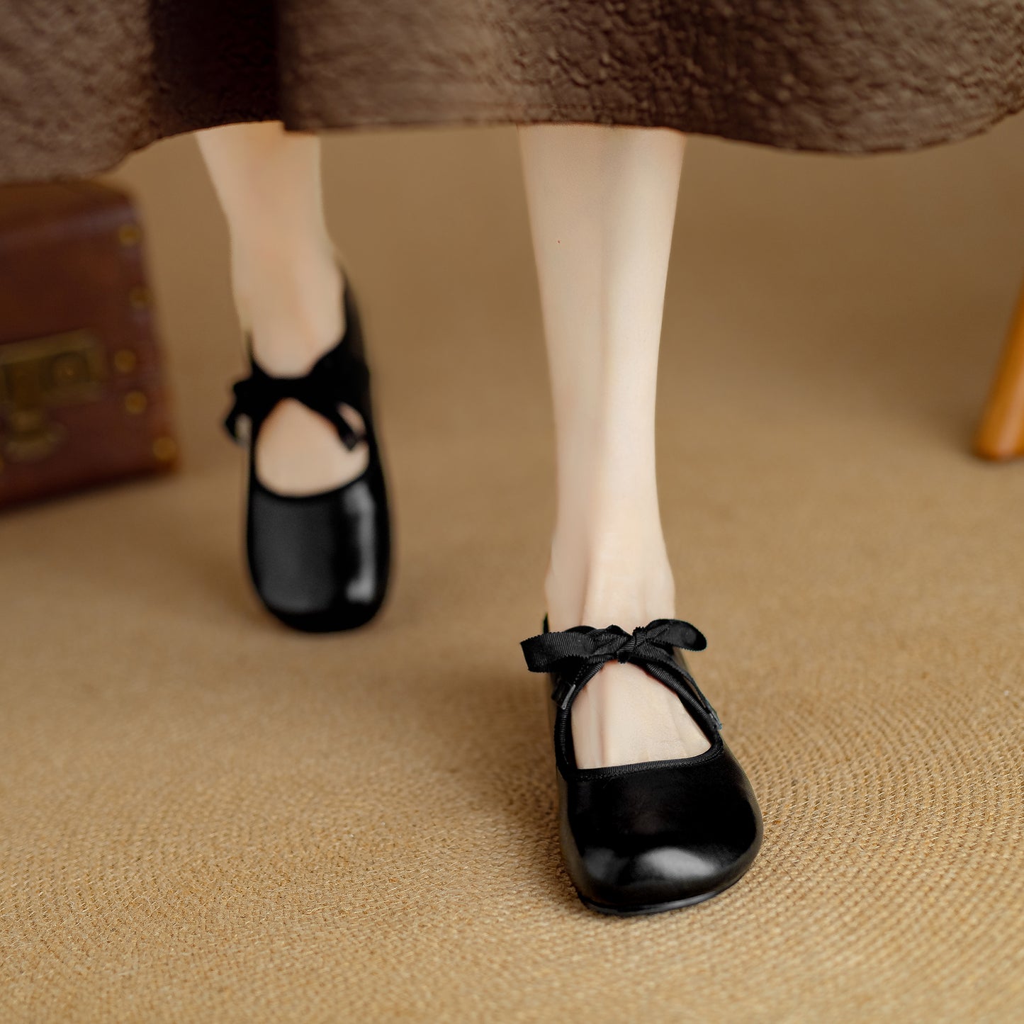 Women's French Romantic Round Toe Flat Mary Jane Flat Lace Up Shoes - RetroStep