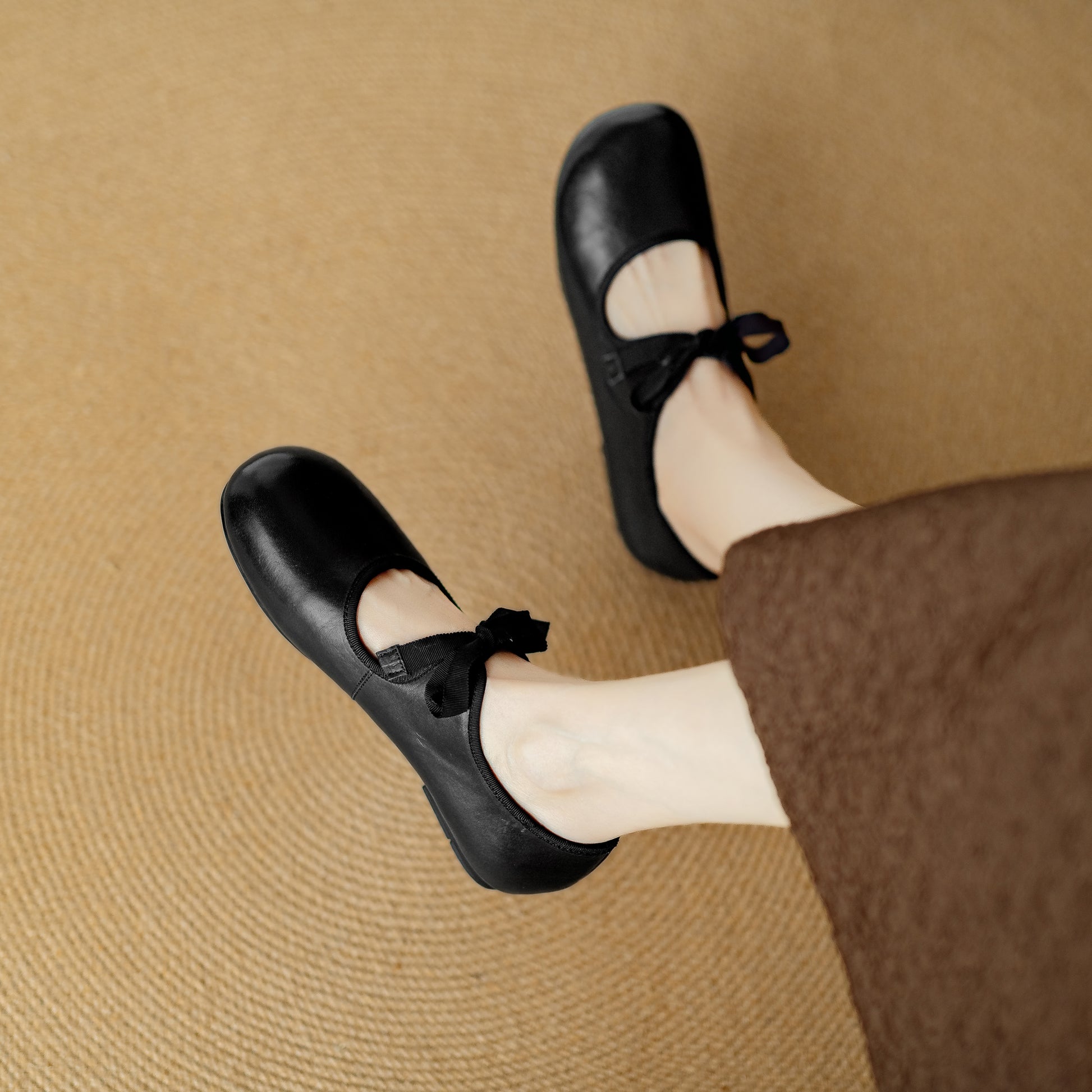 Women's French Romantic Round Toe Flat Mary Jane Flat Lace Up Shoes - RetroStep